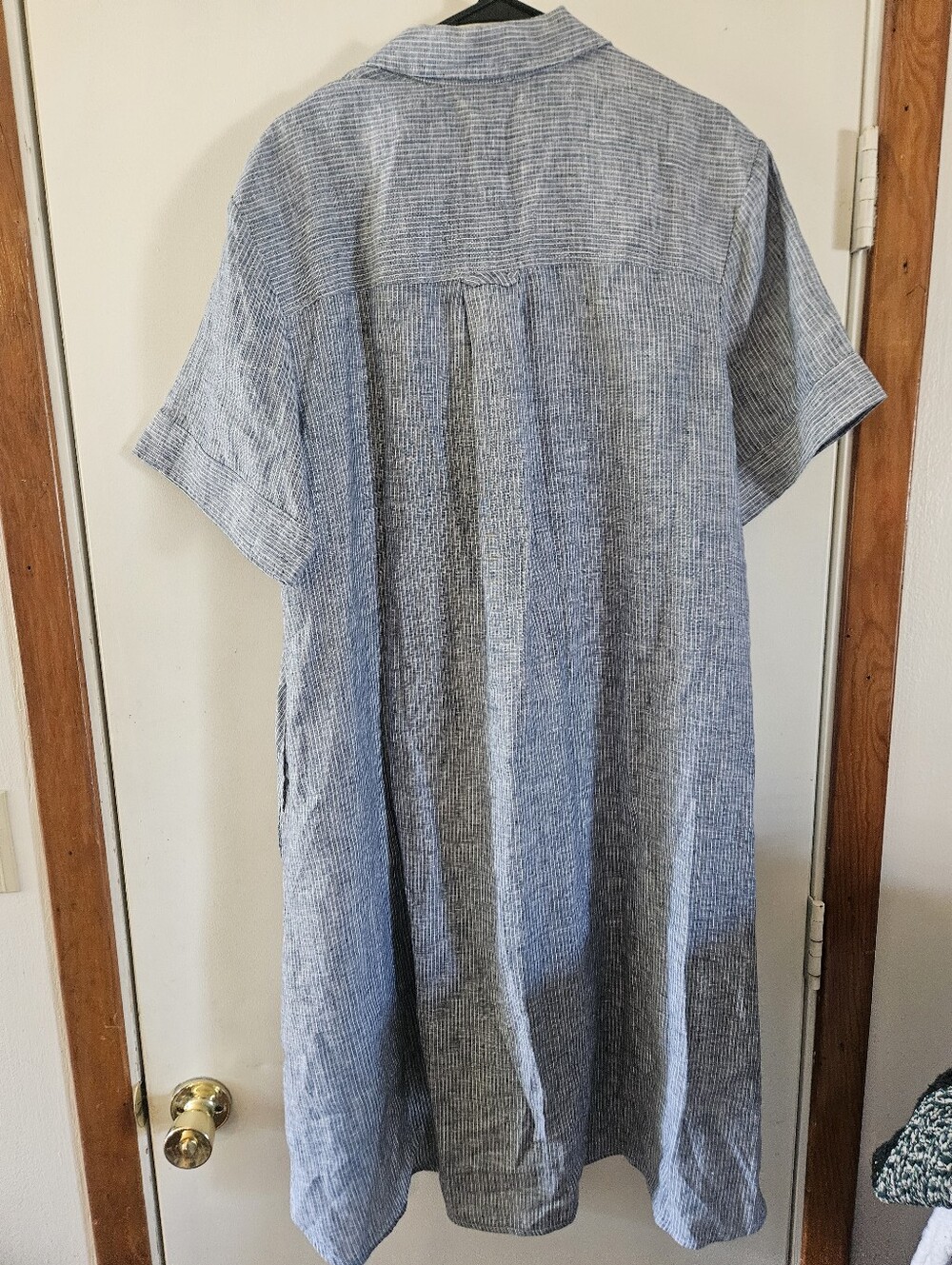 Everlane The Day Tripper Shirt Dress Linen in White/Blue Pinstripes L NEW - Picture 5 of 8